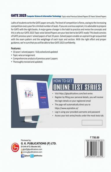 GATE 2023 : Computer Science and Information Technology - 33 Years' Topic wise Previous Solved Papers by GKP