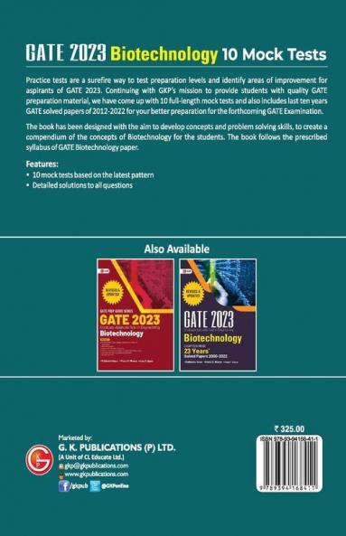 GATE 2023 : Biotechnology - 10 Mock Tests