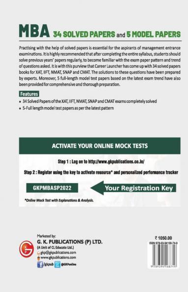 MBA 2021-22 : Solved Papers (XAT|IIFT|NMAT|SNAP|CMAT)