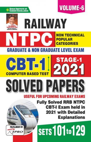 Railway NTPC CBT 1  Stage- 1 2021 Solved Paper Volume 6 (Sets 101 to 129)