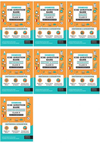 ICSE MLQB Class 10 Bundles (Set of 7) : Physics Chemistry Maths Biology History & Civics Geograpgy Computer Applications