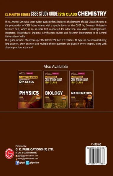 Board plus CUET 2023 CL Master Series - CBSE Study Guide - Class 12 - Chemistry