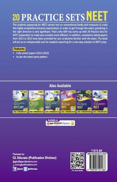 GKP NEET 2024 : 20 Practice Sets (Includes Solved Papers 2013-2023)