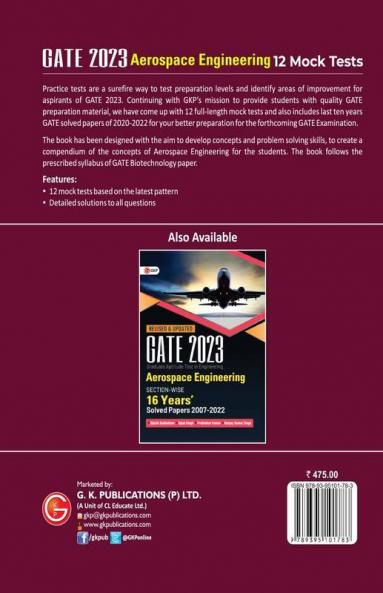 GATE 2023 : Aerospace Engineering - 12 Mock Tests