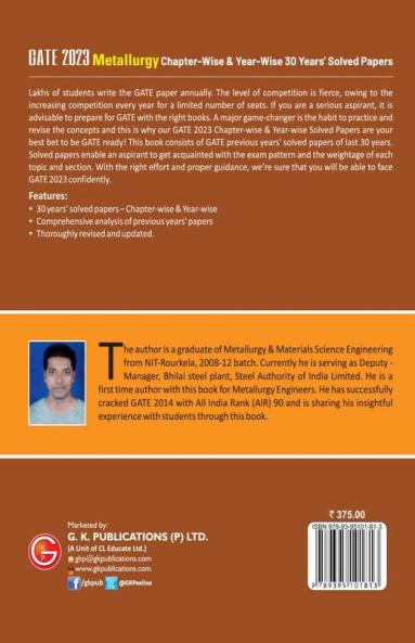 GATE 2023 : The problems in GATE Metallurgy : Journey Through Previous 29 years' Chapter-wise Solved Papers By GKP