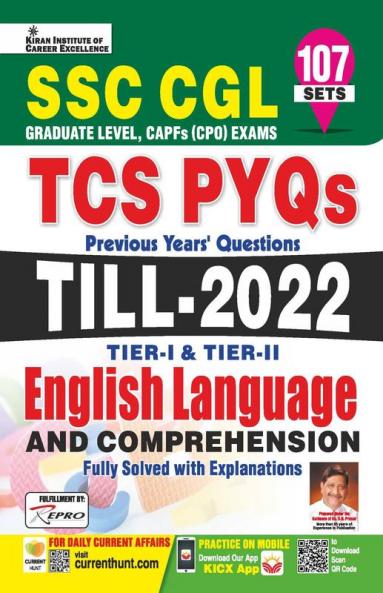 SSC CGL TCS PYQs Till- 2022 Tier 1 & Tier 2 English Language and Comprehension Solved Papers - 107 SETS