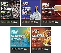 Combo (set of 5 Books) NCERT Digest – Old + New NCERT Class VI – XII Concepts in ONE LINER Format for UPSC & State PSC Civil Services History Political Science Economics General Science & Geography with 150+ Hours Video Course | Notes for a strong IAS Prelims & Mains Foundation | First Book with a seamless integration of Old & New NCERT Books |