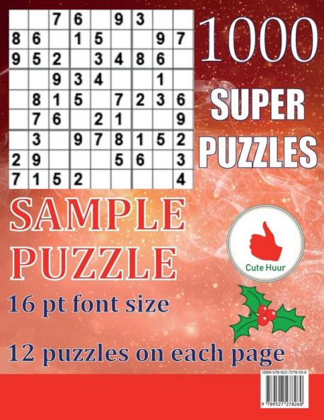 Merry Christmas Sudoku - 1000 Beginner Puzzles: Large 8.5 x 11 inch book. 16pt font size. Perfect for Christmas gifts and enjoying the holiday season. For Absolute Beginners: 4 (Sudoku for Beginners)