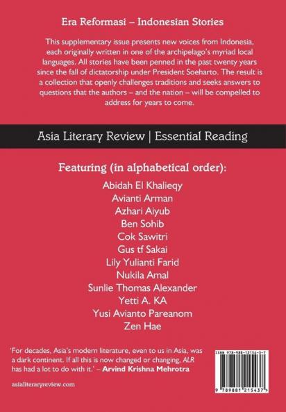 Asia Literary Review No. 36 Spring 2019: Era Reformasi - Indonesian Stories