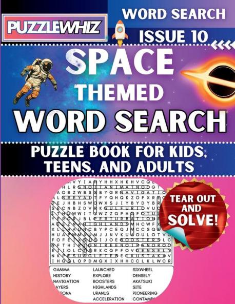 Space - Themed Word Search - Fun & Educational Puzzles for Kids Teens and Adults (Large Print Edition)