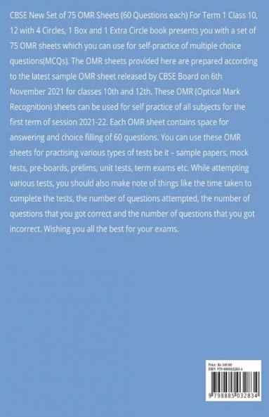 CBSE New Set of 75 OMR Sheets (60 Questions each) For Term 1 Class 10 12 with 4 Circles 1 Box and 1 Extra Circle : Self-practice Sample OMRs for All Subject MCQs Grade 10 12 CBSE Board Exams 2021-22
