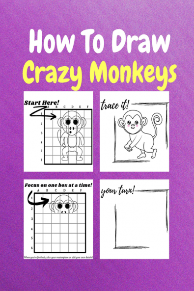 How To Draw Crazy Monkeys : A Step by Step Coloring and Activity Book for Kids to Learn to Draw Cute Monkeys