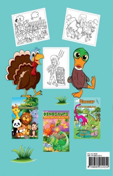Farm Animals Coloring Book For Kids Ages 4-8 : Super Fun Farm Animals Coloring & Activity Book For Kids | Cute Animals & Farm Life Coloring Pages For Boys & Girls | Big Illustrations Wi...