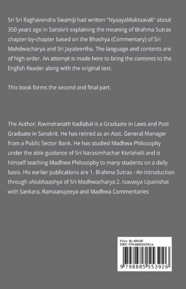 Nyaayamuktaavali - Vol. 2 : A Treatise On Brahma Sutras By Sri Sri Raghavendra Swamiji