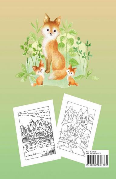 Nature Coloring Book For Kids : Landscapes And Animals Coloring Pages For Kids Ages 6-12 | 46 Different Designs | Wild Animals With Cubs Children On The Beach Mountains Volcanoes And Others