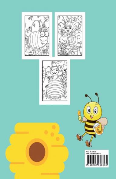 Honey Bee Coloring Book For Kids : Cute easy coloring book of bees and beehives perfect for kids
