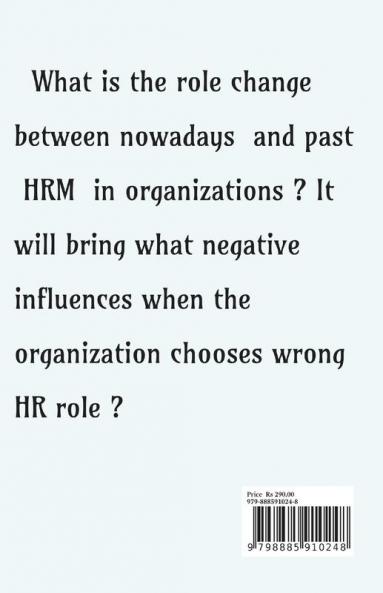 Nowadays HRM Role In Organization