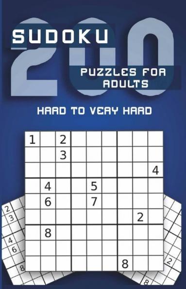 Sudoku 200 Puzzles For Adults Hard To Very Hard : Two Large Sudoku Puzzles On Each Page Page