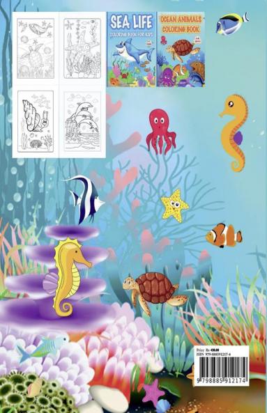 Sea creatures coloring book for kids : Explore marine life in the ocean super fun coloring pages with various ocean creatures waiting to be discovered. Perfect gift for children between 3-8 years old