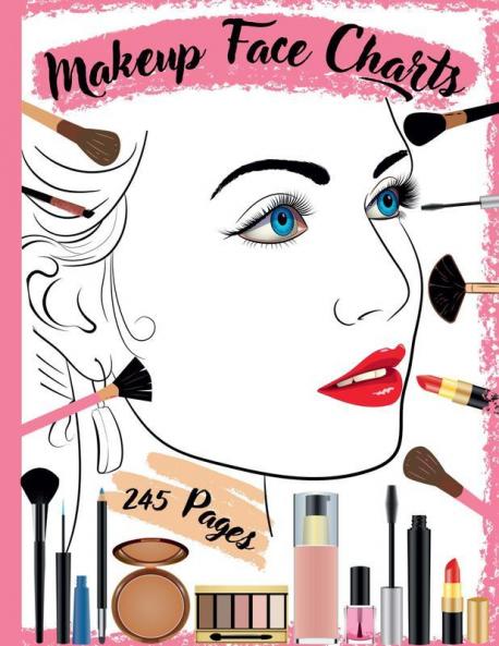Makeup Face Charts : Blank Makeup Face Chart Worksheets For Makeup Lovers From Beginner To Pro To Organize And Plan Their Designs. Faces With Open And Closed Eyes. Gift Idea Pro And Amateur Make...