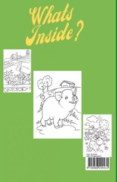 Farm Animals Coloring Book Kids : Happy Farm Animals With Beautiful Country Scenes. Country Animals Like Horse Cow Goat Chickens And Manny More.