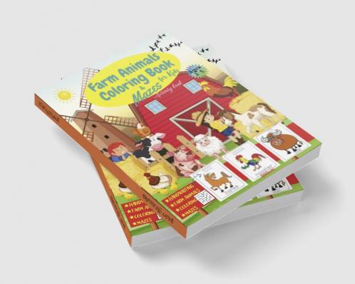 Farm Animals Coloring Book for Kids ages 2-5 & Mazes : Activity Book for Kids : Handwriting & Coloring Book