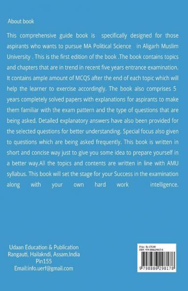 Success M.A Political Science Entrance Examination Guide For Aligarh Muslim University