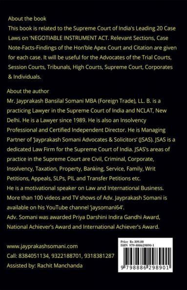Negotiable Instrument Act- Supreme Court’S Leading Case Laws: Case Notes- Facts- Findings Of Apex Court Judges & Citations: Case Notes- Facts- Findings Of Apex Court Judges And Citations