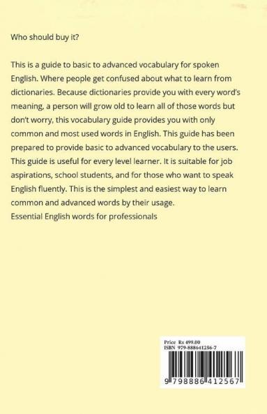 Common To Advance English Words To Learn English : English Vocabulary Guide For Job Aspirants And Students