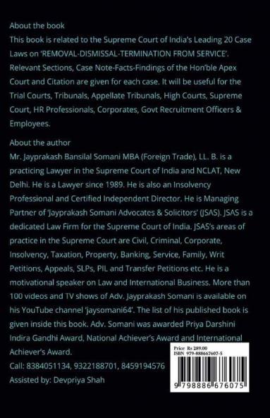 Removal-Dismissal-Termination From Service- Supreme Courts Leading Case Laws : Case Notes- Facts- Findings Of Apex Court Judges Citations