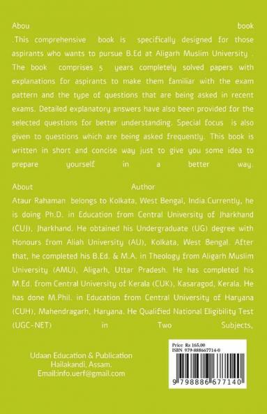 Success Entrance Examination Guide For Bachelor Of Education(B.Ed) Aligarh Muslim University