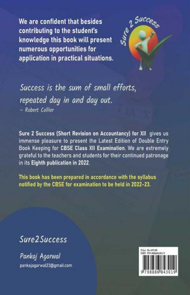 Sure2Success Accountancy Class 12 Short Revision Edition : Cbse Syllabus For 2023 Examinations | Self Tutor To Success