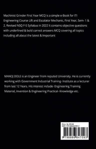 Machinist Grinder First Year MCQ : Machinist Grinder First Year MCQ