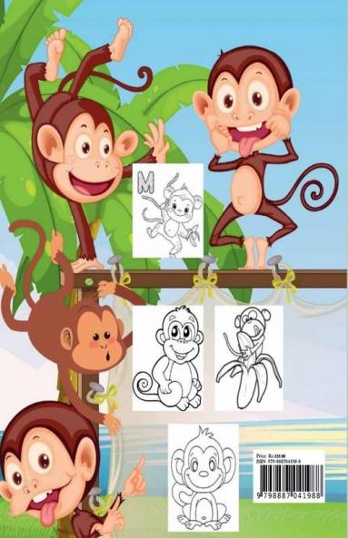Monkey Coloring Book for Kids Ages 3-7 : 35 Coloring Pages With Cute & Funny Monkeys for Boys and Girls