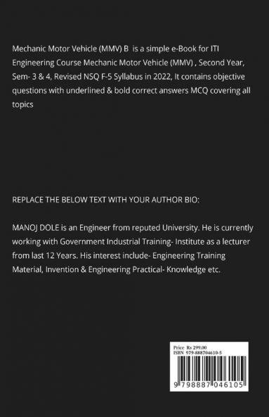 Mechanic Motor Vehicle Second Year MCQ : Objective Question Answers