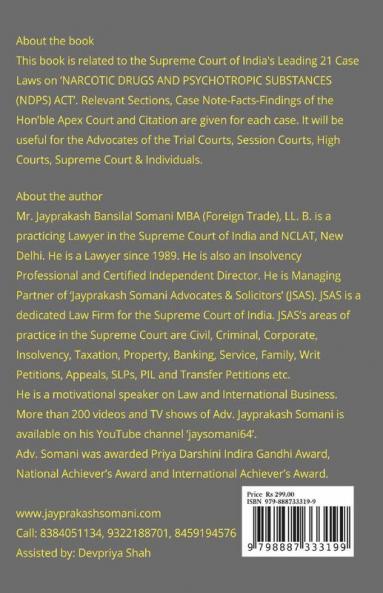 Ndps Act - Supreme Court’S Latest Leading Case Laws: Case Notes- Facts- Findings Of Apex Court Judges & Citations