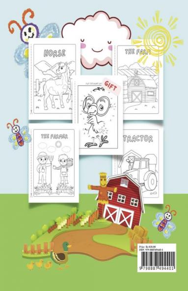 Farm Life - Coloring Book : For Toddlers and Preschoolers ages 3-6 | Big Cute Farm Animals Vehicles & Many More Illustrations for coloring for Kids