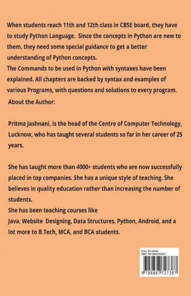 Python Concepts For Class 11: From Basics Of Python To Mysql