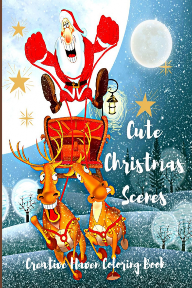 Cute Christmas Scenes : Fun and Easy Coloring Pages with Charming DecorationsSanta ClausSnowmen and Adorable Animals