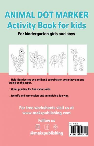Animal Dot Marker Activity Book for kids For kindergarten girls and boys : Dot markers animal book with easy guided big dots for 2+ Age