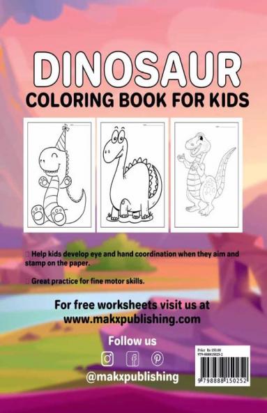 Dinosaur coloring book for kids : Dinosaur coloring book for toddlers boys and girls crayon / pencil coloring book