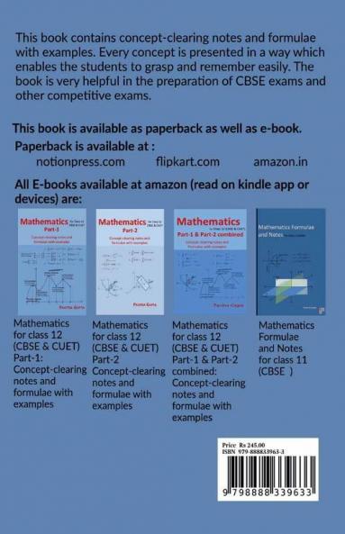 Mathematics for class 12 (CBSE &amp;amp; CUET) Part-1: Concept-clearing notes and formulae with examples