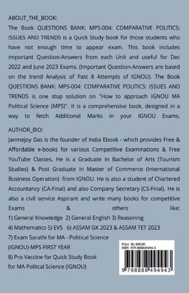 Questions Bank For IGNOU MPS-004 Comparative Politics: Issues and Trends : Useful for IGNOU MA - Political Science (MPS) First Year
