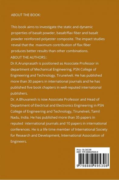 Static and Dynamic Mechanical Performance Studies on Flax Basalt Fiber Reinforced Polyester Hybrid Composites : MECHANICAL PERFORMANCE STUDIES ON COMPOSITES