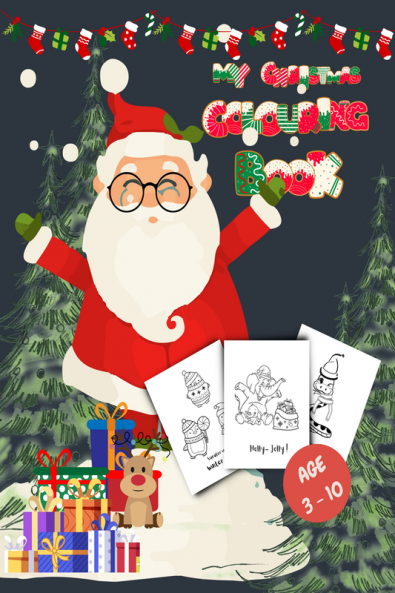 kids colouring book : Christmas special animal themed illustrations for colouring.