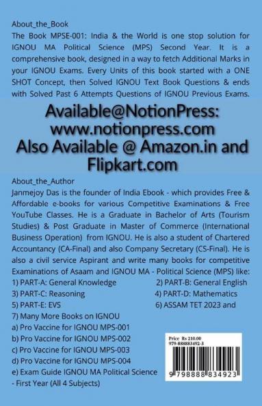 ONE SHOT FOR IGNOU MPSE-001: INDIA AND THE WORLD