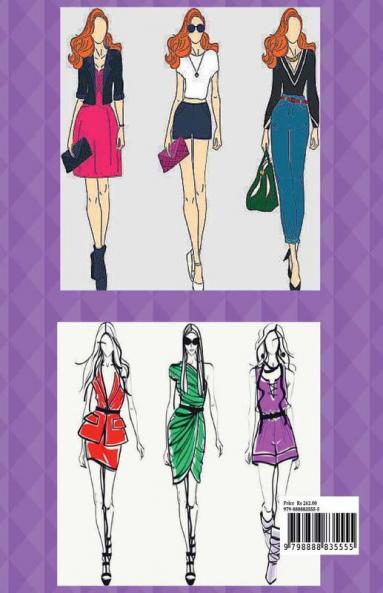 Fashion Sketch Book : 100 female figure model  template pages
