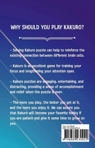 Kakuro Puzzle Book for Adults : 2000 Large Print Kakuro Puzzle Book to Improve Memory and Keep your Brain Young (Puzzle Activity Books for Adults)