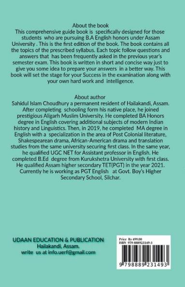 SUCCESS A COMPREHENSIVE GUIDE FOR BA ENGLISH HONORS ASSAM UNIVERSITY