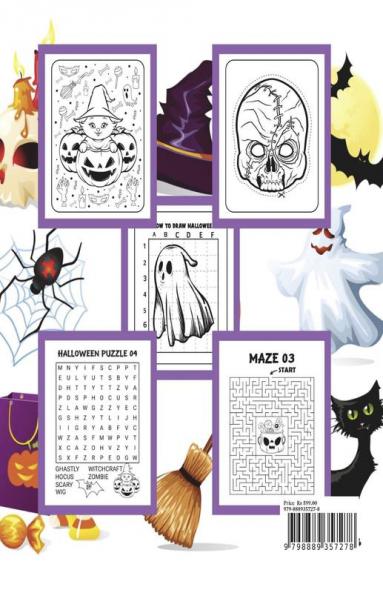 Creepy Halloween Activity Book: Colouring Dot Markers Scissor Skills Puzzle Mazes and Many More Activities for Kids Ages 4-8 | Beautiful Gift